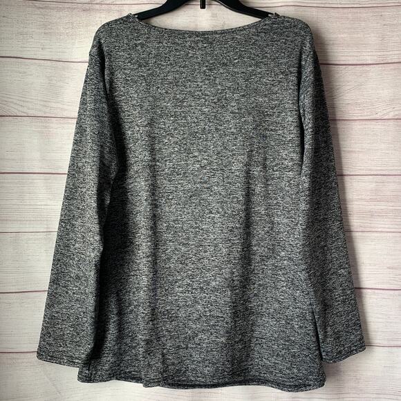 Dark Heather Gray Long Sleeve Athletic Shirt Back Slit Opening - Picture 1 of 14